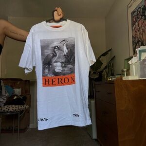 Heron Preston White T-Shirt with Black Label men XS